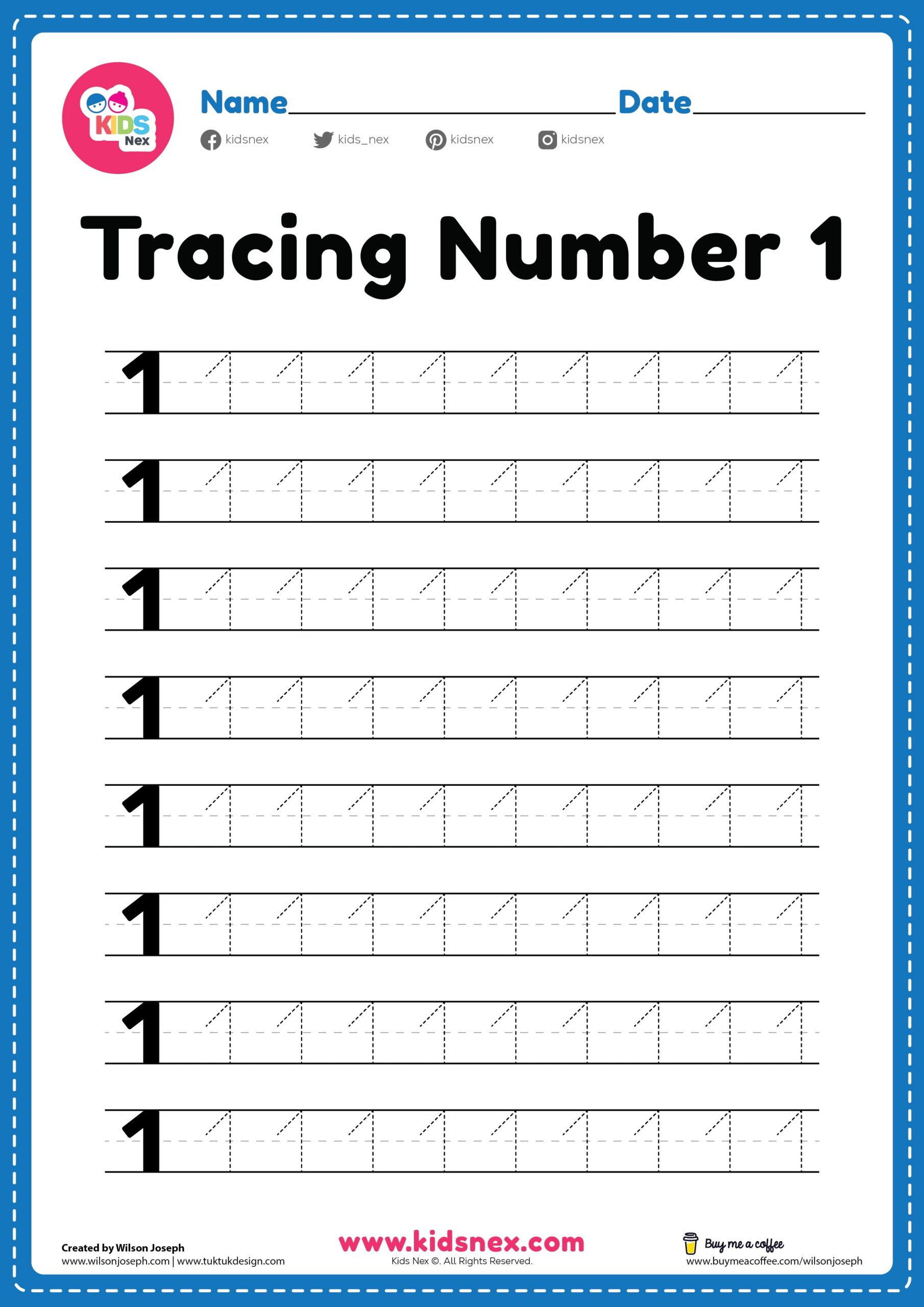 free printable number 1 worksheets for preschool